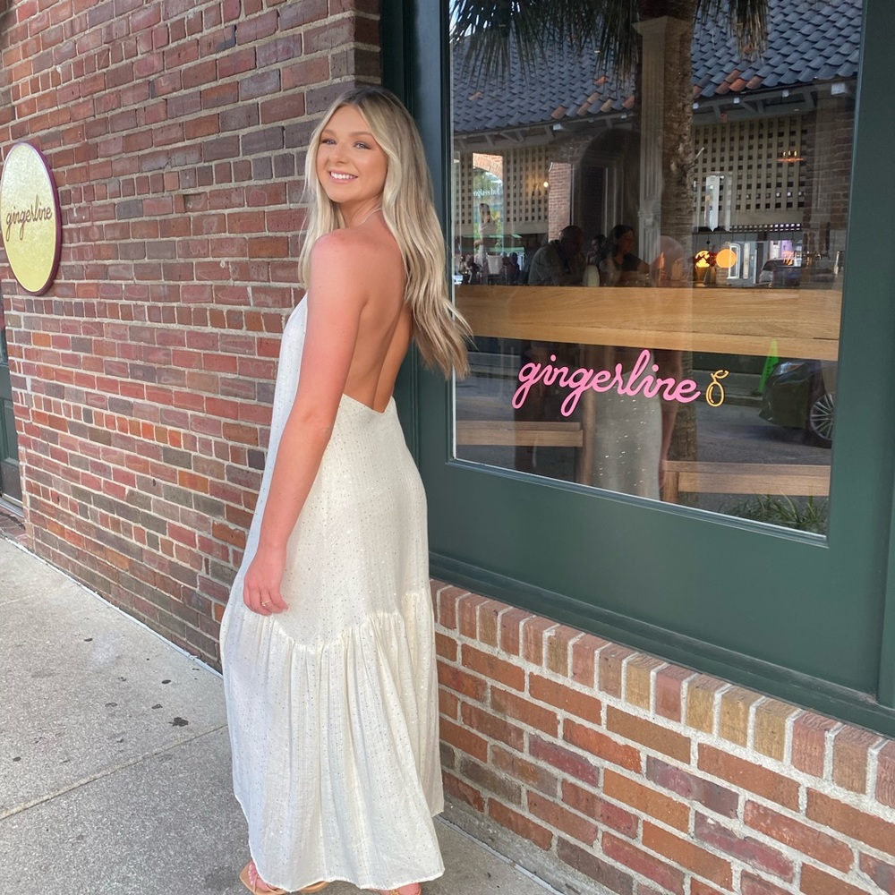 Sundress Sequin White Maxi Dress